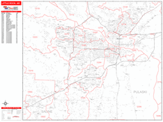 Little Rock Wall Map Zip Code Red Line Style 2024